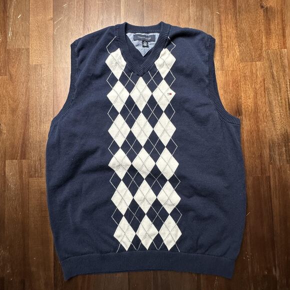 Tommy Hilfiger Sweater Vest Mens XL Argyle Pullover Preppy Classic - Picture 1 of 9